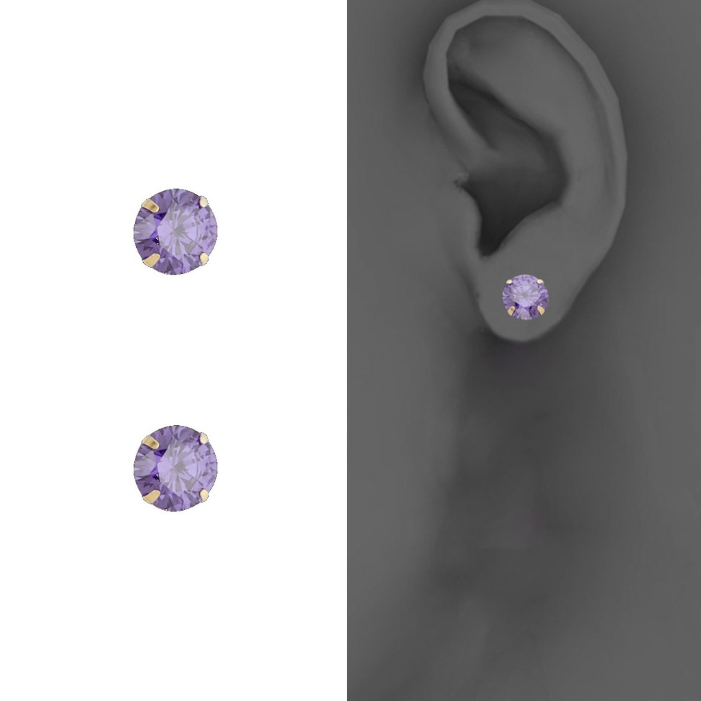 14k Yellow Solitaire Birth Stone Stud - February 69$